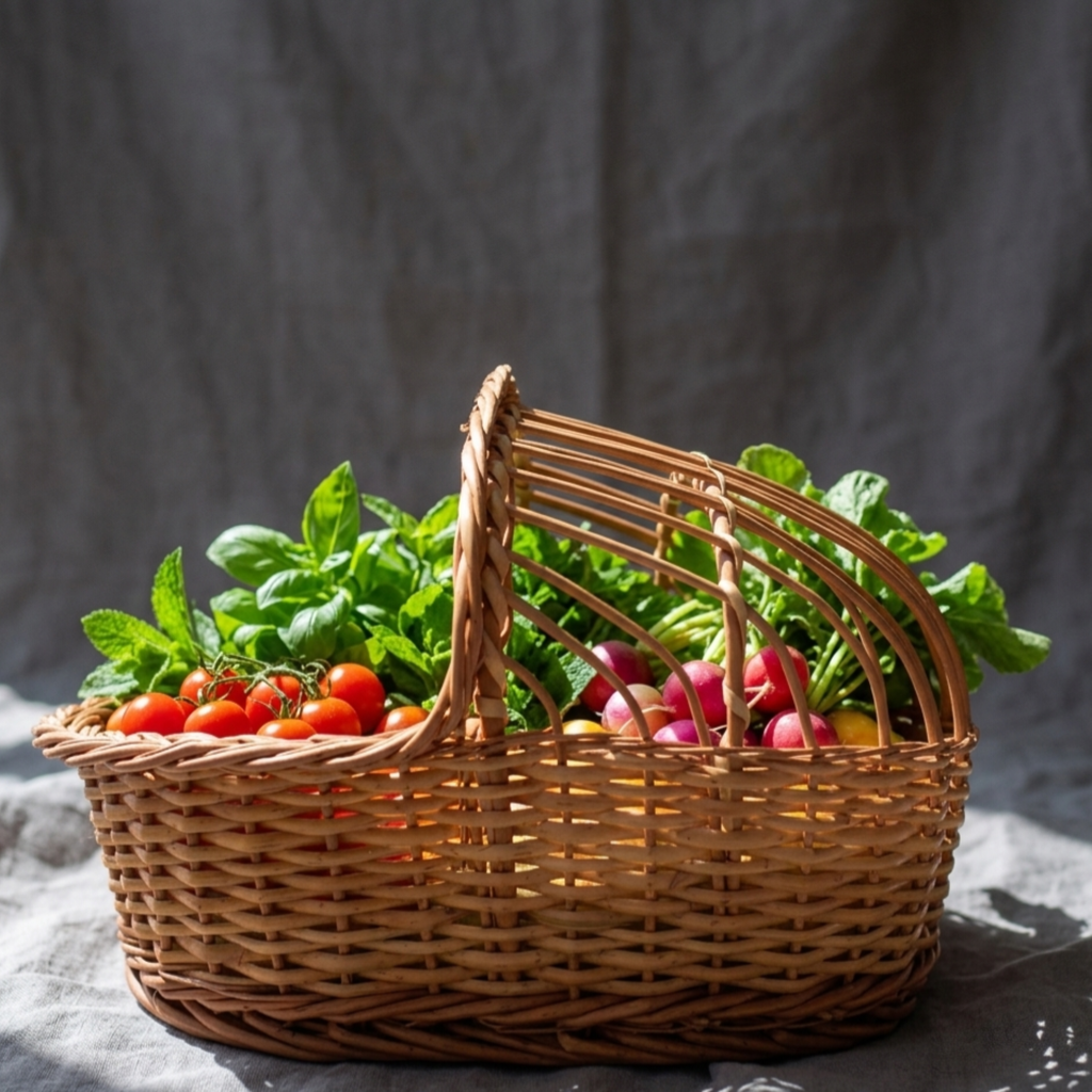 Handcrafted 35cm Miniature Wicker Moses Basket Cradle – Natural Rattan Hooded Doll Bed – Decorative Woven Baby Shower Gift Basket and Newborn Photography Prop for Nursery Decor