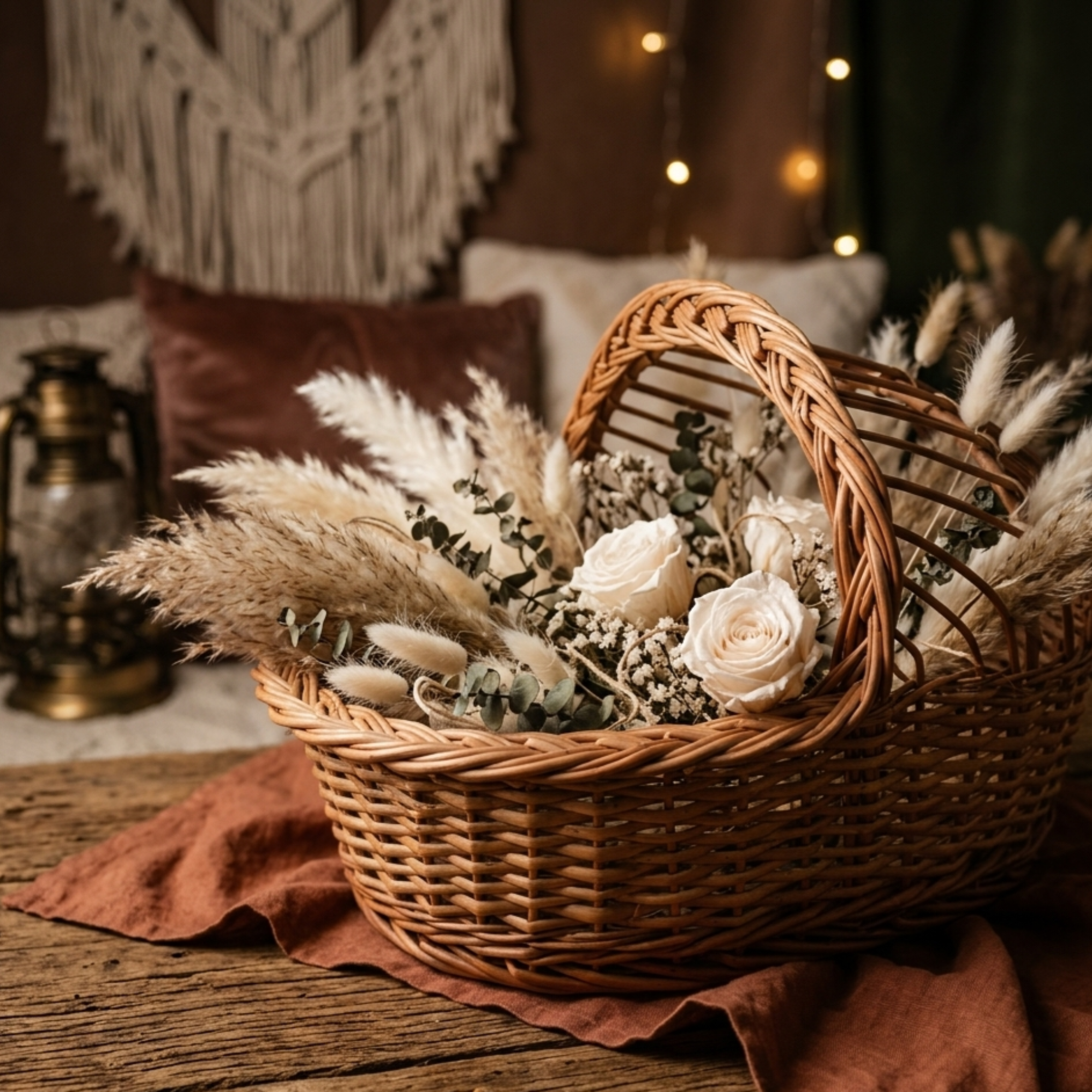 Handcrafted 35cm Miniature Wicker Moses Basket Cradle – Natural Rattan Hooded Doll Bed – Decorative Woven Baby Shower Gift Basket and Newborn Photography Prop for Nursery Decor