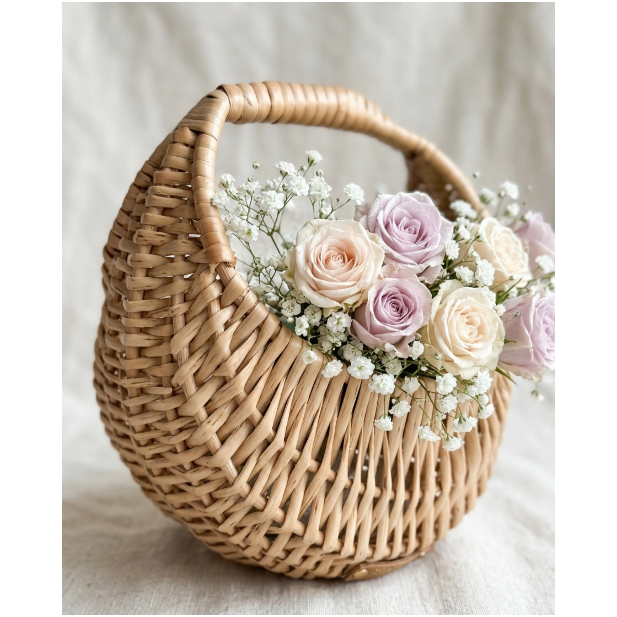 Handcrafted 14 cm Mini Wicker Basket with Handle – Natural Rattan Egg & Flower Basket – Small Decorative Woven Scoop for Rustic Kitchen and Cottagecore Decor