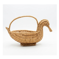 Handcrafted Duck-Shaped Wicker Basket – 35cm Natural Rattan Animal Figurine Bowl with Handle for Unique Table Decor, Fruit Display, and Novelty Home Storage