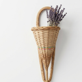 Handcrafted 40 cm Wicker Wall Hanging Conical Basket – Natural Rattan Cone-Shaped Flower Pocket – Small Decorative Woven Wall Vase for Dried Lavender, Herbs, and Rustic Farmhouse Wall Art