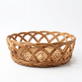 Handcrafted Round Wicker Fruit Bowl – 35 cm  Natural Rattan Bread Basket with Decorative Open-Weave Design for Home Decor and Kitchen Storage